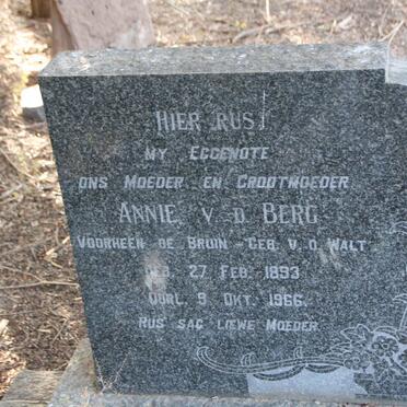 BERG Annie, v.d. voorheen DE BRUIN nee V.D. WALT 1893-1966