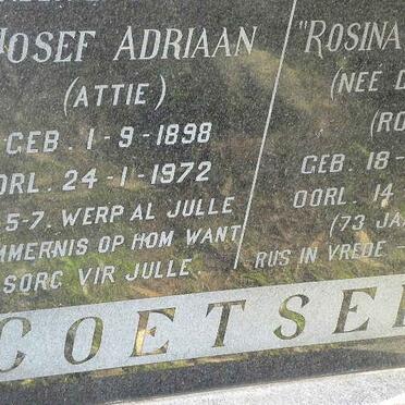 COETSEE Josef Adriaan 1898-1972 &amp; Rosina Elizabeth DU PREEZ 1905-1978