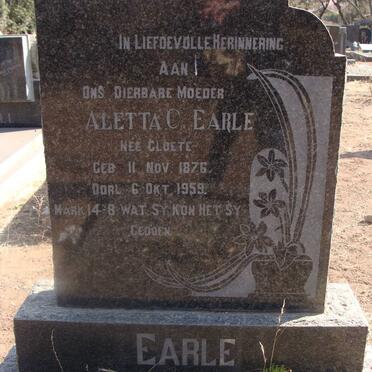 EARLE Aletta C. neé CLOETE 1876-1959