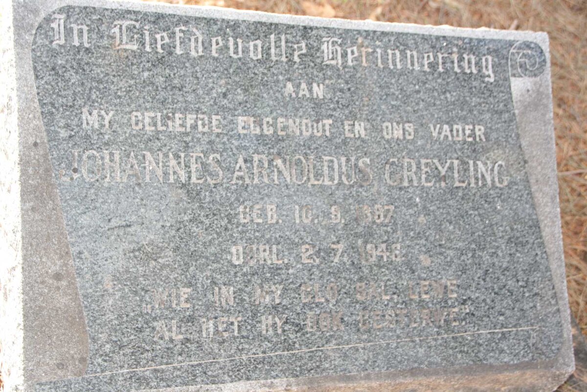 GREYLING Johannes Arnoldus 1887-1946