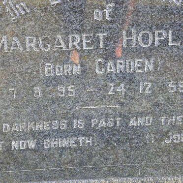 HOPLEY Margaret nee GARDEN 1895-1959