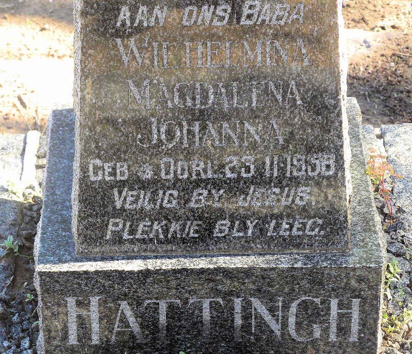 HATTINGH Wilhelmina Magdalena Johanna 1958-1958