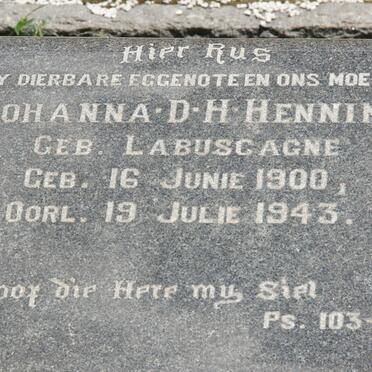HENNING Johanna D.H. nee LABUSCHAGNE 1900-1943