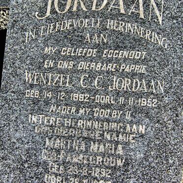 JORDAAN Wentzel C.C. 1892-1952 &amp; Martha Maria PANSEGROUW 1892-1966