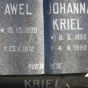 KRIEL Awel 1899-1972 &amp; Johanna 1896-1980