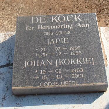KOCK Japie, de 1956-1956 :: KOCK Johan 1963-2001