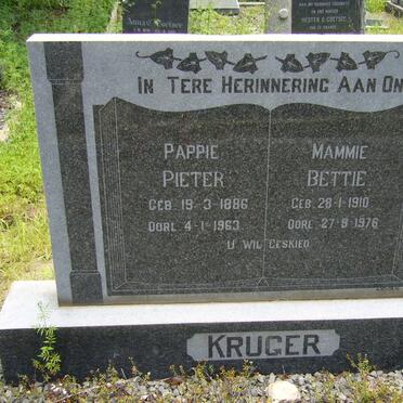 KRUGER Pieter 1886-1963 &amp; Bettie 1910-1976