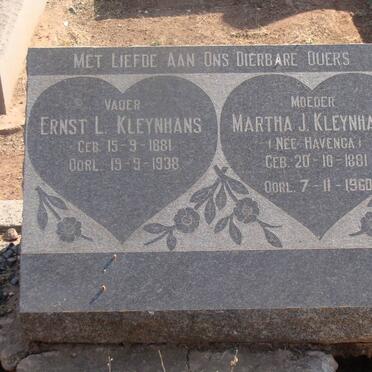 KLEYNHANS Ernst L. 1881-1938 &amp;  Martha J. neé HAVENGA 1881-1960