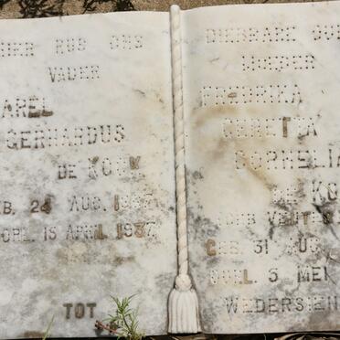 KOCK Sarel Gerhardus, de 1887-1937 &amp; Fredrika Geretta Cornelia VENTER 1871-1937