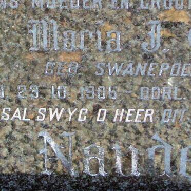 NAUDE Maria J.R. nee SWANEPOEL 1905-1971