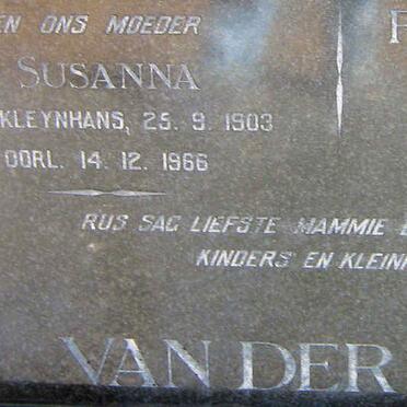 NEST Paulus Abraham Jacobus, van der 1893-1967 &amp; Susanna KLEYNHANS 1903-1966