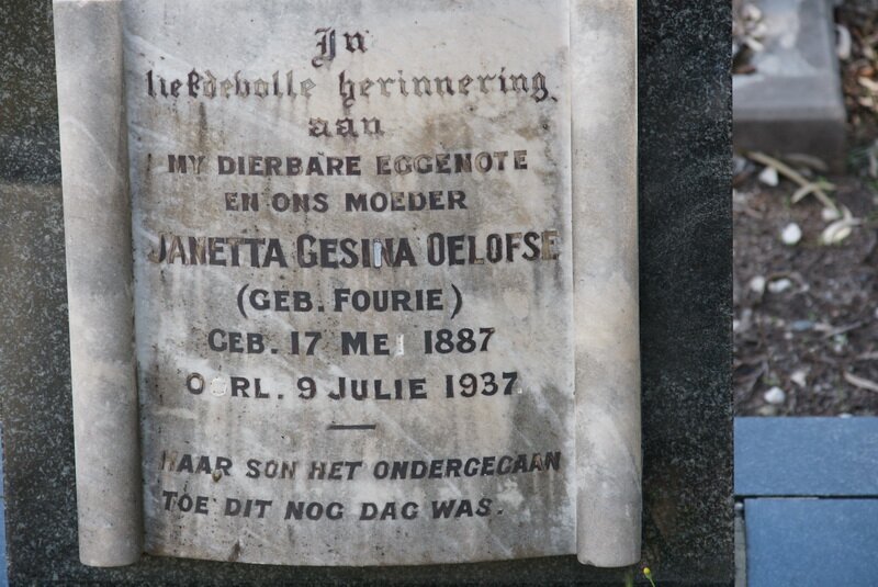 OELOFSE Janetta Gesina nee FOURIE 1887-1937