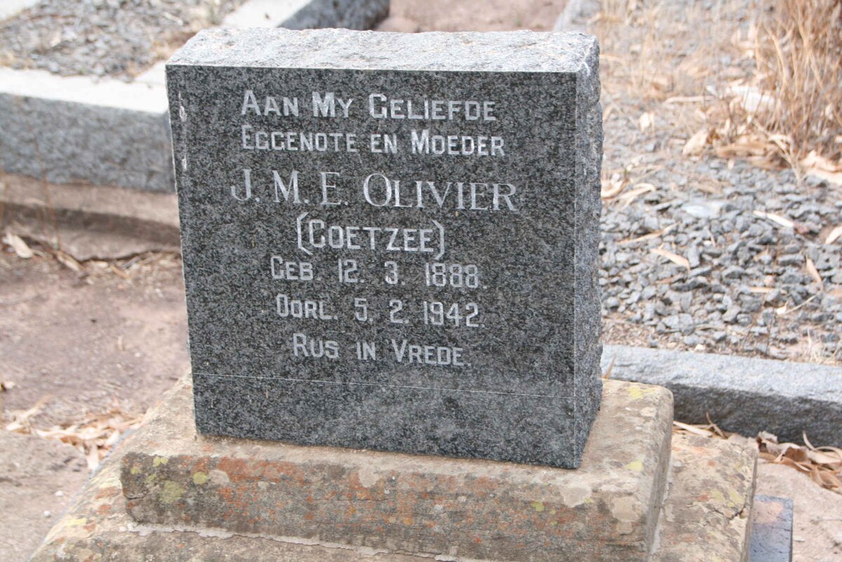 OLIVIER J.M.E. nee COETZEE 1888-1942