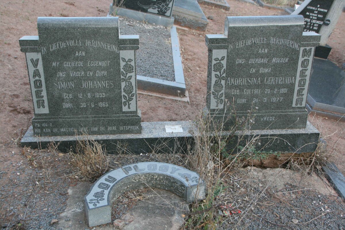 PLOOY Simon Johannes, du 1893-1965 & Andriesina Gertruida COETSEE 1901-1977