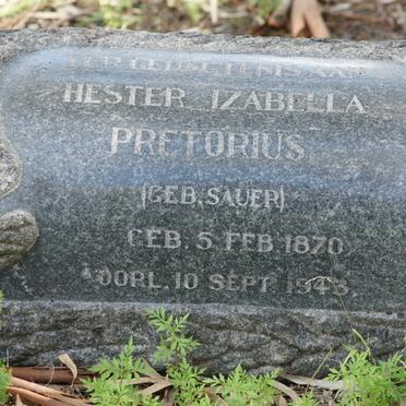 PRETORIUS Hester Izabella nee SAUER 1870-1943