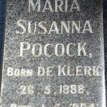 POCOCK Maria Susanna nee DE KLERK 1888-1964