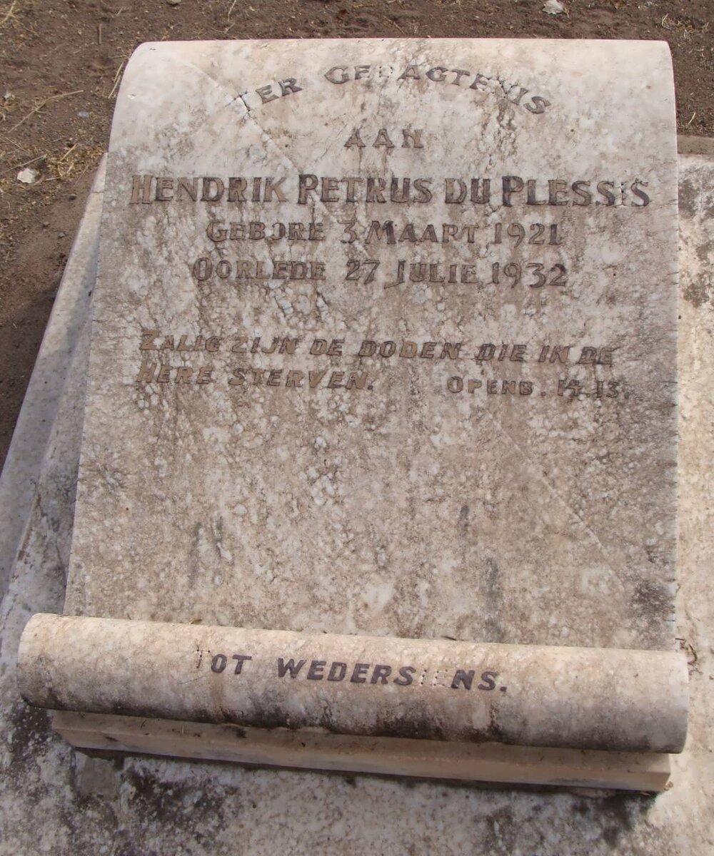 PLESSIS Hendrik Petrus, du 1921-1932