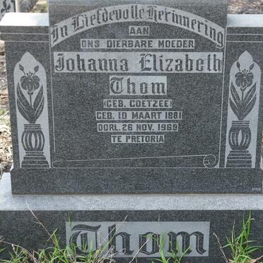 THOM Johanna Elizabeth nee COETZEE 1881-1969