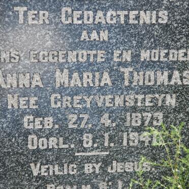 THOMAS Anna Maria nee GREYVENSTEIN 1873-1941