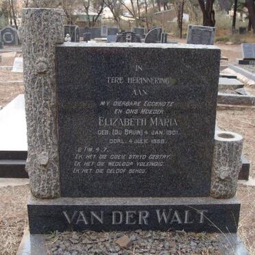 WALT Elizabeth Maria, van der nee DU BRUIN 1901-1958