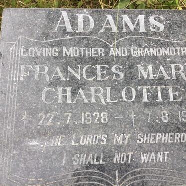 ADAMS Frances Mary Charlotte 1928-1984