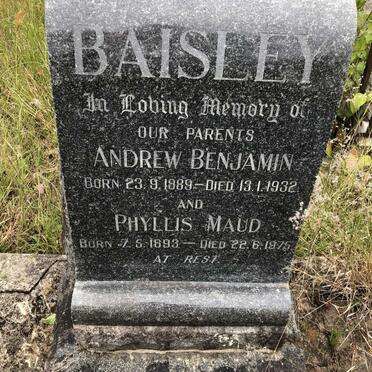 BAISLEY Andrew Benjamin 1889-1932 &amp; Phyllis Maud 1893-1975