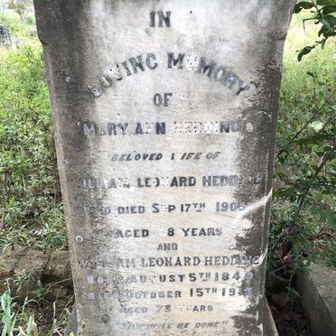 HEDDING William Leonard 1840-1913 &amp; Mary Ann -1905