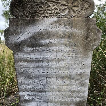 KRIEL William J. 1870-1925 &amp; Maria E. OOSTHUIZEN 1878-1924