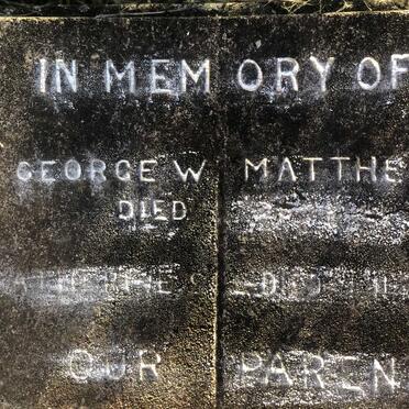 MATTHEWS George W. &amp; Catherine -1939