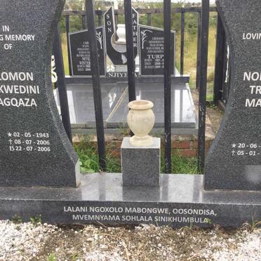 MAGQAZA Solomon Makwedini 1943-2006 &amp; Nobesuthu Triphina 1946-2011