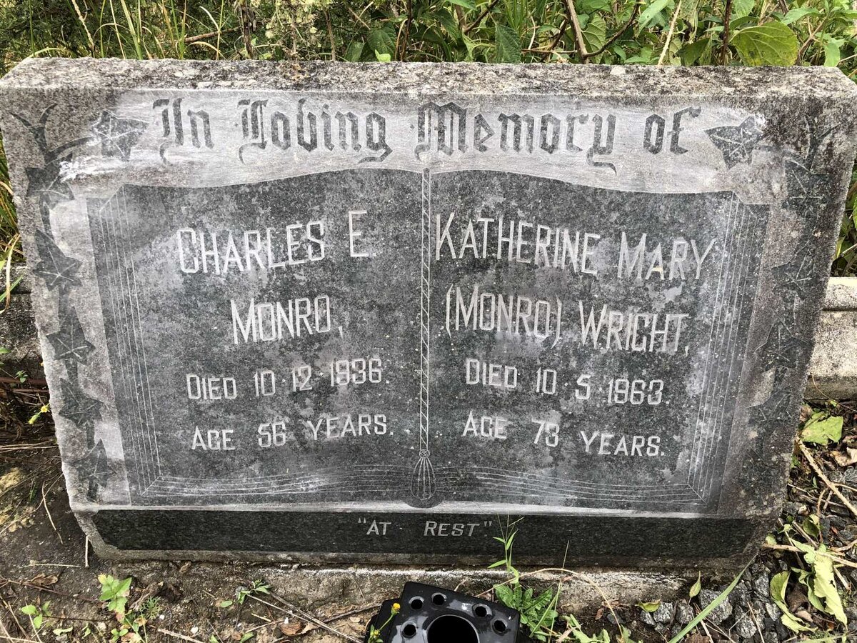 MONRO Charles E. -1936 :: WRIGHT Katherine Mary formerly MONRO -1963
