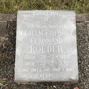 ROEDER Wilhelm Friedrich Ferdinand 1885-1970