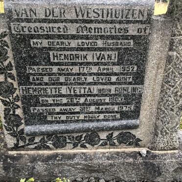 WESTHUIZEN Hendrik, van der -1952 :: BOHLING Henriette 1903-1975