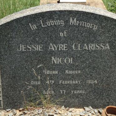 NICOL Jessie Ayre Clarissa nee KIDGER -1954