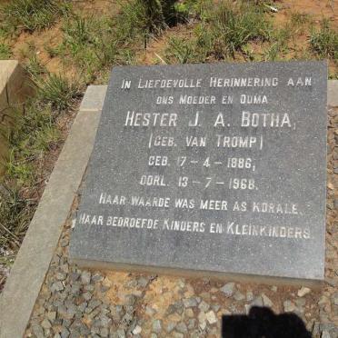 BOTHA Hester J.A. nee VAN TROMP 1886-1968