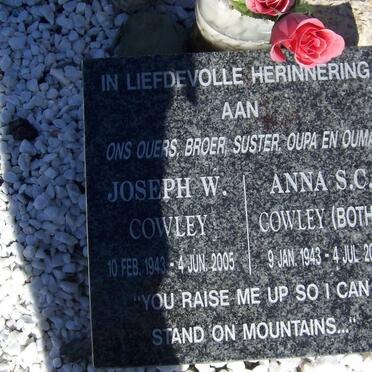 COWLEY Joseph W. 1943-2005 &amp; Anna S.C. BOTHA 1943-2007