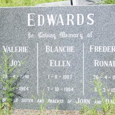 EDWARDS Frederick Ronald 1905-1979 &amp; Blanche Ellen 1907-1984 :: EDWARD Valerie Joy 1948-1984