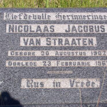 STRAATEN Nicolaas Jacobus, van 1902-1962