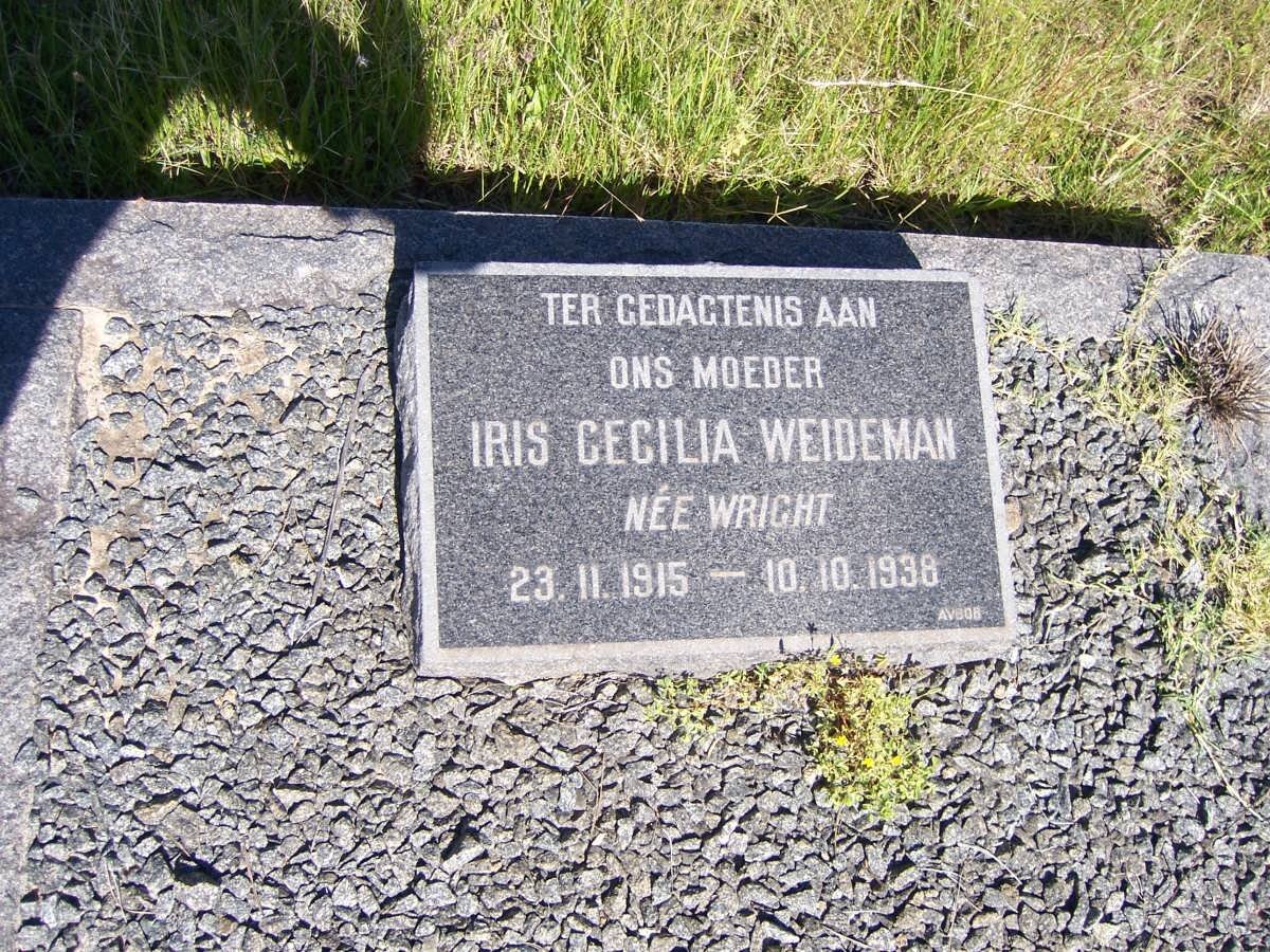 WEIDEMAN Iris Cecilia nee WRIGHT 1915-1938