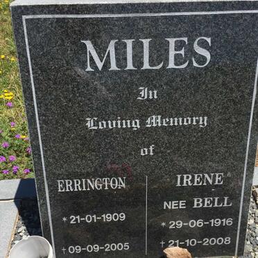 MILES Errington 1909-2005 &amp; Irene BELL 1916-2008