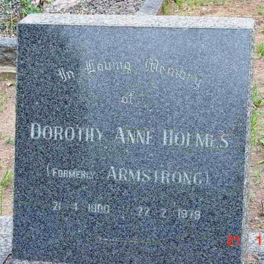 HOLMES Dorothy Anne formerly ARMSTRONG 1900-1979