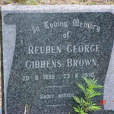BROWN Reuben George Gibbens 1899-1970