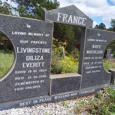 FRANCE Livingstone Diliza Everitt 1923-1996 &amp; Kate Nocolege 1937-1993