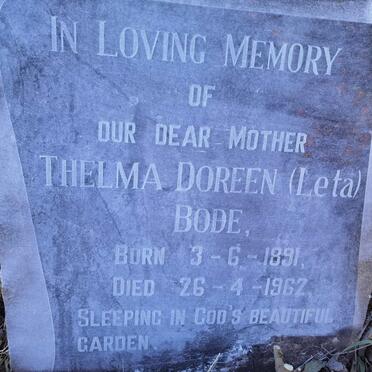 BODE Thelma Doreen 1891-1962