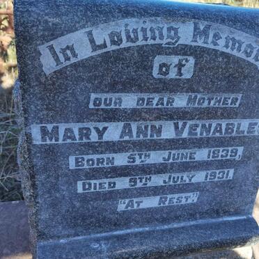 VENABLES Mary Ann 1839-1931