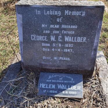 WALLDER George W.C. 1892-1947 &amp; Helen 1894-1990