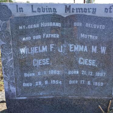 GIESE Wilhelm F.J. 1883-1954 &amp; Emma M.W. 1887-1969