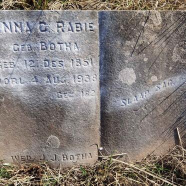 RABIE Anna G., nee BOTHA 1851-1938