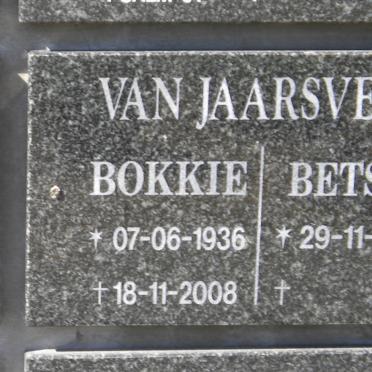 JAARSVELD Bokkie, van 1936-2008 &amp; Betsie 1937-