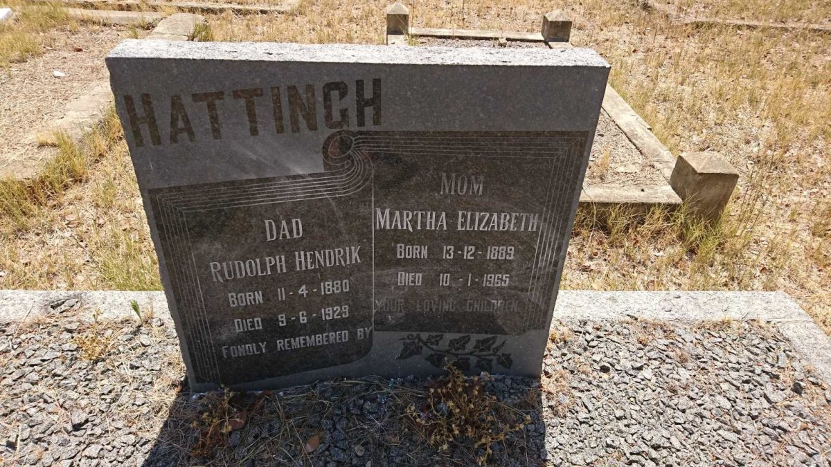 HATTINGH Rudolph Hendrik 1880-1929 &amp; Martha Elizabeth 1889-1965 :: ? Jurie Erasmus